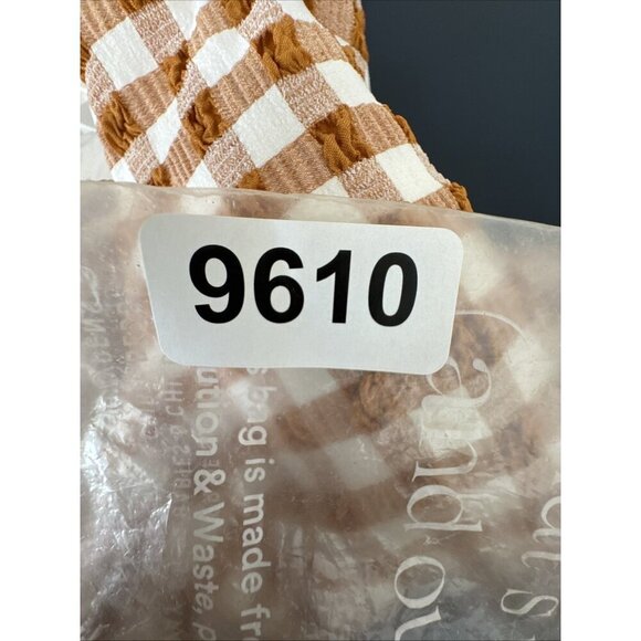 Andie Women's XL Amor Swim Top Textured Sparrow Caramel Gingham Plaid NWT - Picture 12 of 16